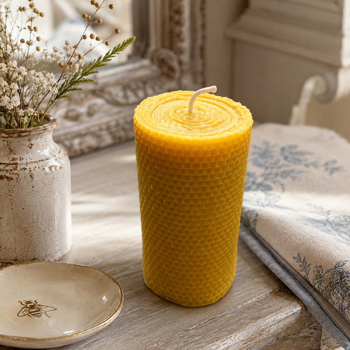 Large Honeycomb Beeswax Pillar Candle | Candles | Wiccan Center