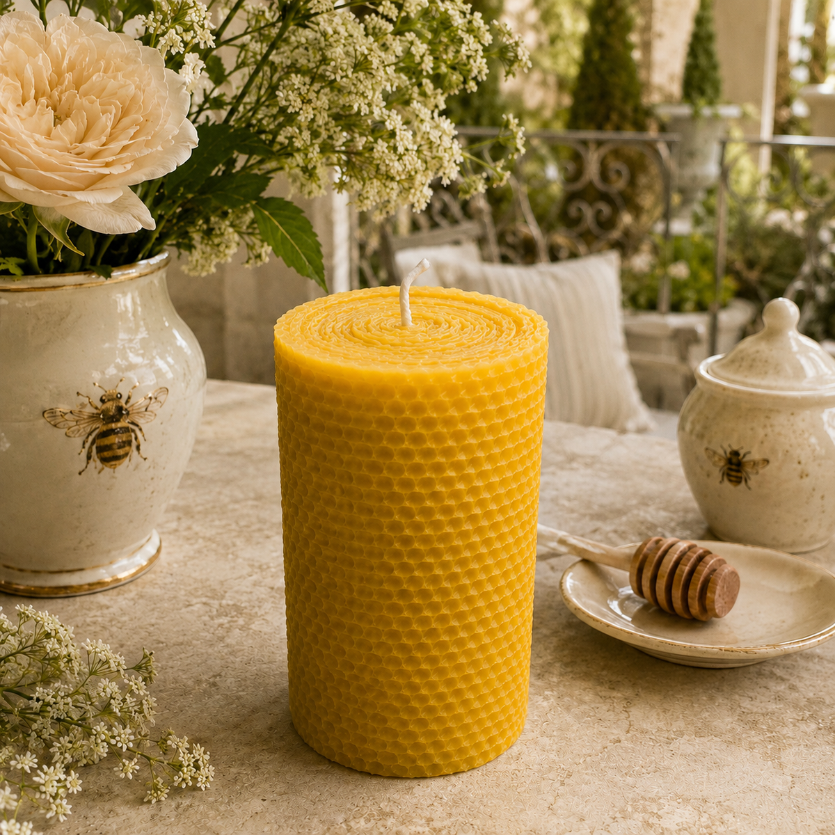 Large Honeycomb Beeswax Pillar Candle | Candles | Wiccan Center