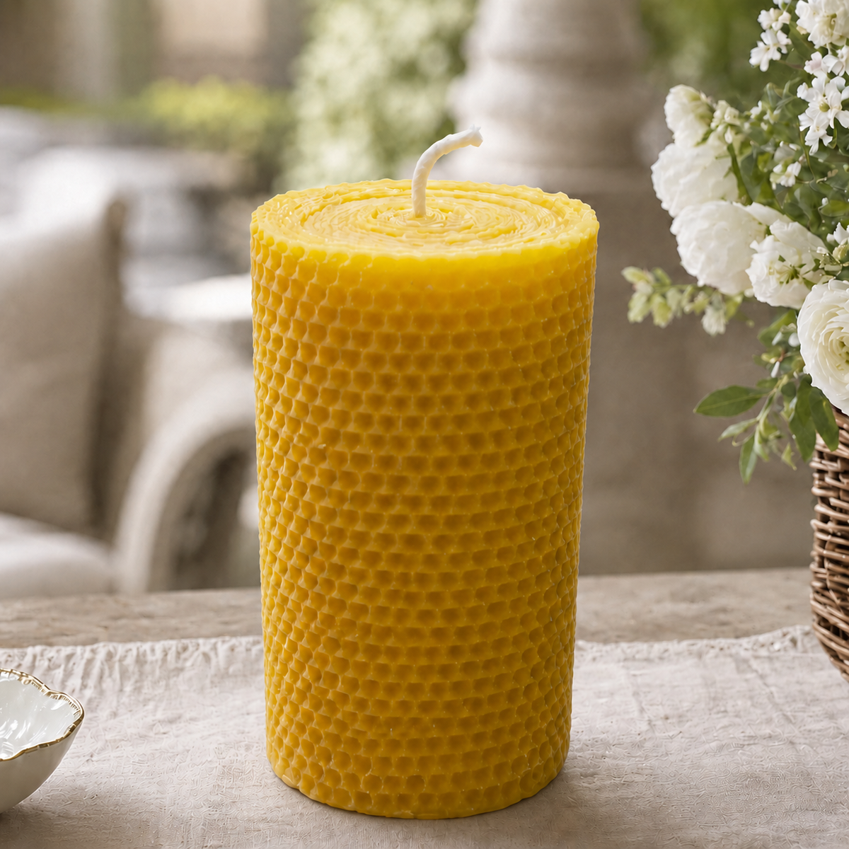 Large Honeycomb Beeswax Pillar Candle | Candles | Wiccan Center