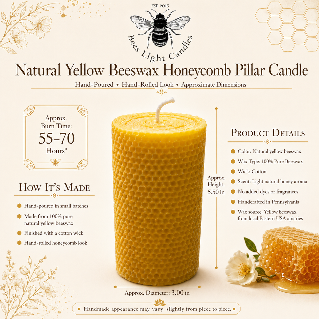 Large Honeycomb Beeswax Pillar Candle | Candles | Wiccan Center