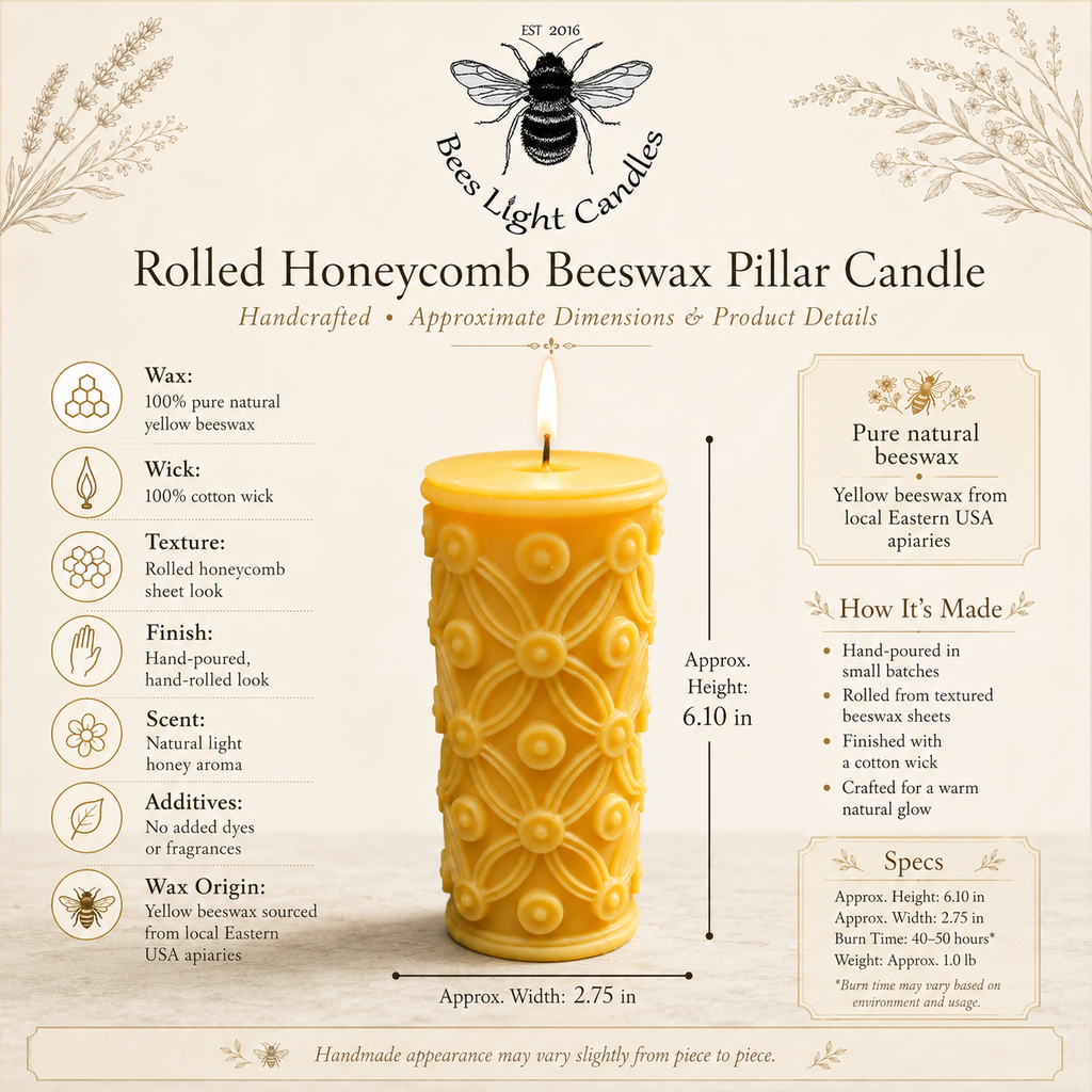 Golden Lattice Beeswax Pillar Candle | Candles | Wiccan Center