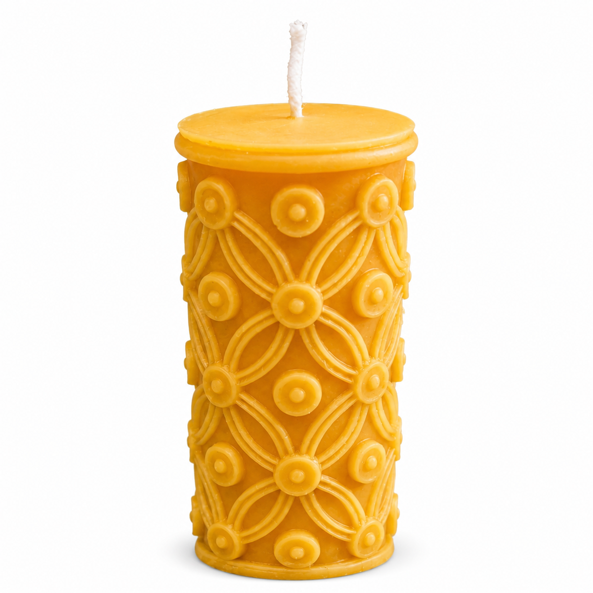 Golden Lattice Beeswax Pillar Candle | Candles | Wiccan Center