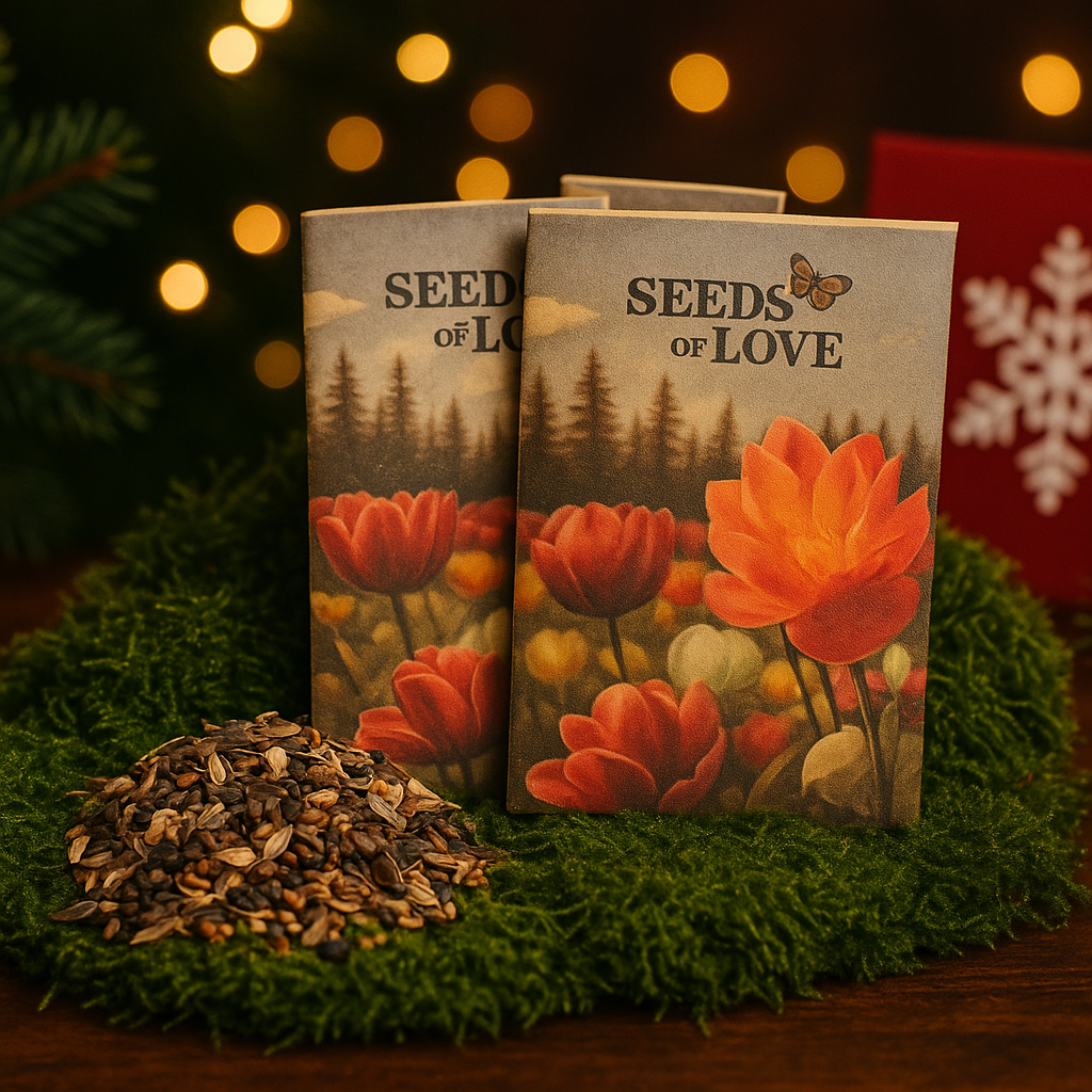 “Seeds of Love” Wildflower Packets (2-Pack) – Native Pollinator Mix | Perfect for Cards & Stockings | | Wiccan Center