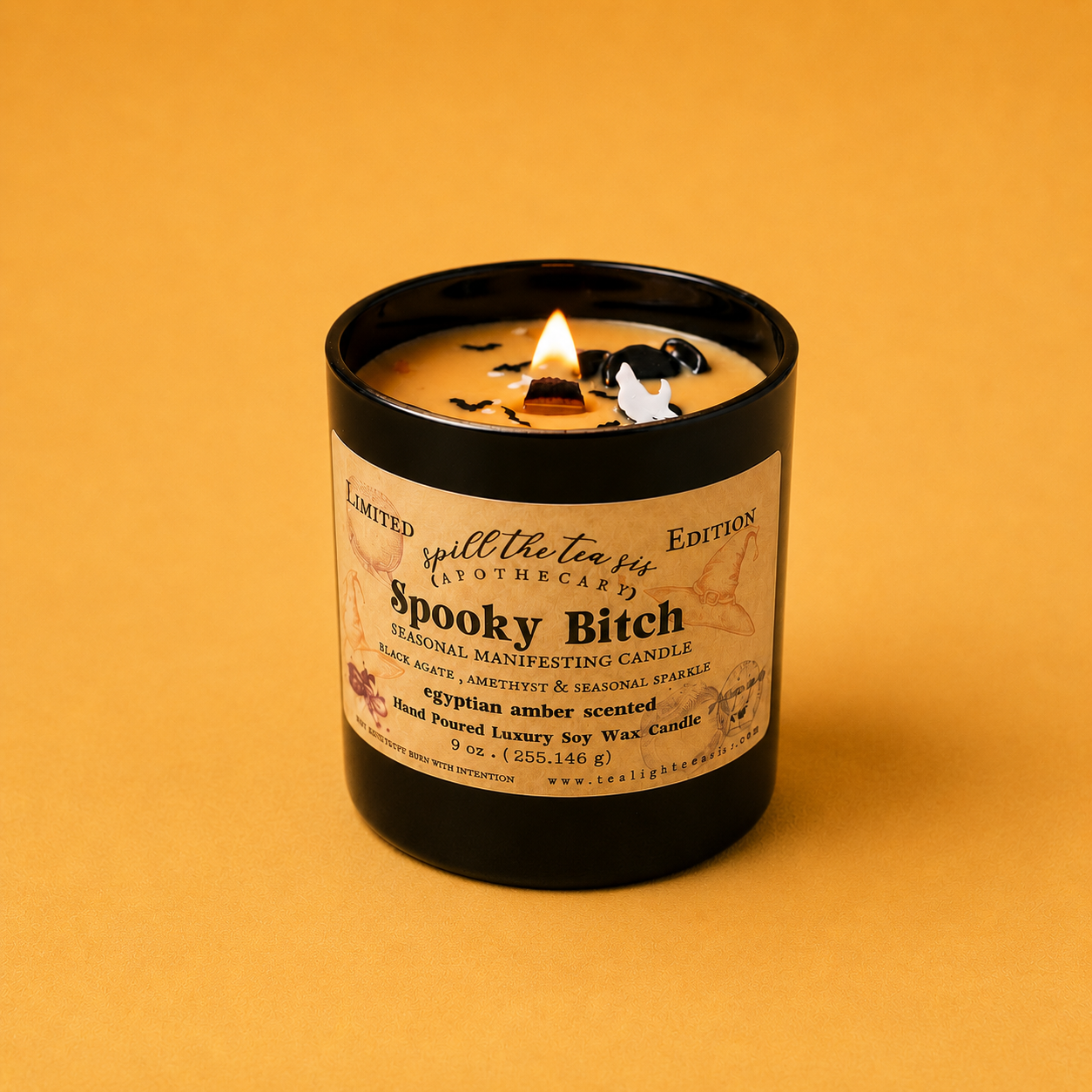 Spooky Bitch Intention Candle | Ancient Amber Halloween Soy Candle