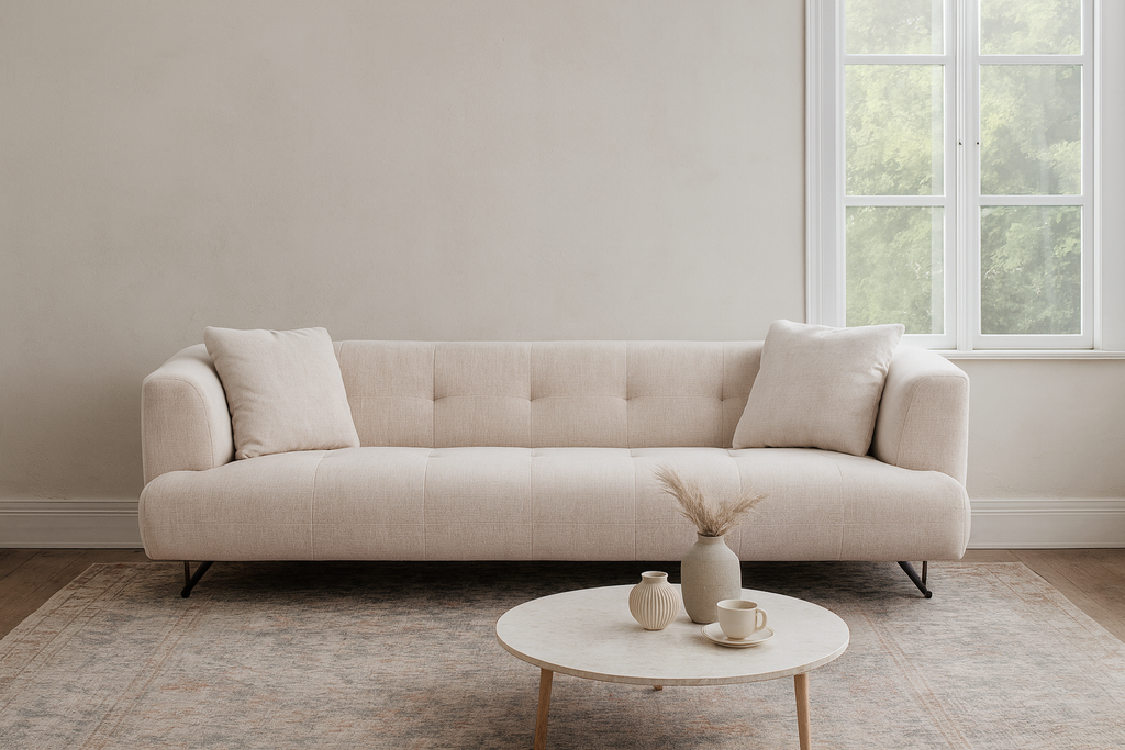 Arden Collection Modern Fabric 3-Seater Sofa - White | Sofa | Wiccan Center