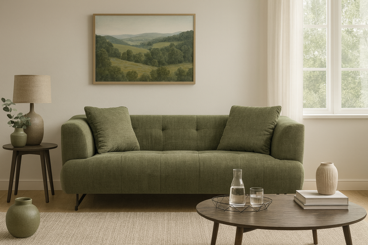 Arden Collection Modern Fabric 3-Seater Sofa - Green | Sofa | Wiccan Center