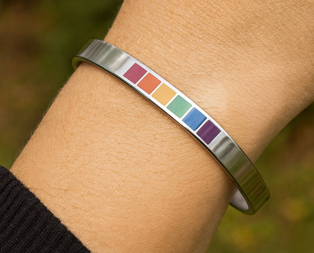 LGBTQ+ Pride Rainbow Cuff Bracelet – Stainless Steel Open Bangle | | Wiccan Center