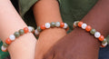 Youth Harmony Beaded Bracelet – Green, White & Orange Stones (Kids & Teens, Small Wrists) | | Wiccan Center