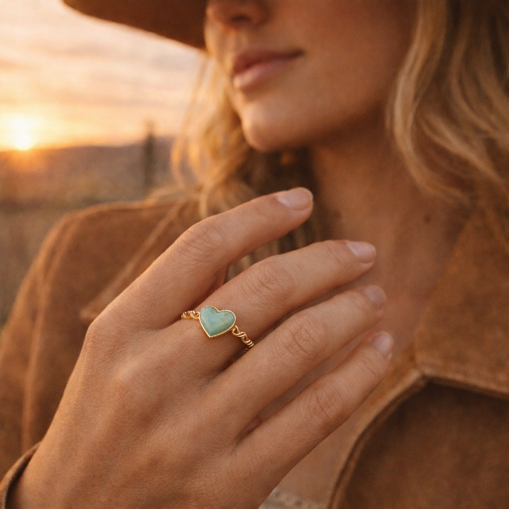 Rope My Heart Blue Turquoise and Golden Ring | Rings | Wiccan Center