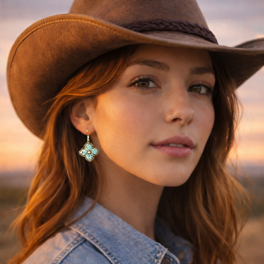 Blue Turquoise Maltese Golden Cross Earrings | Earrings | Wiccan Center