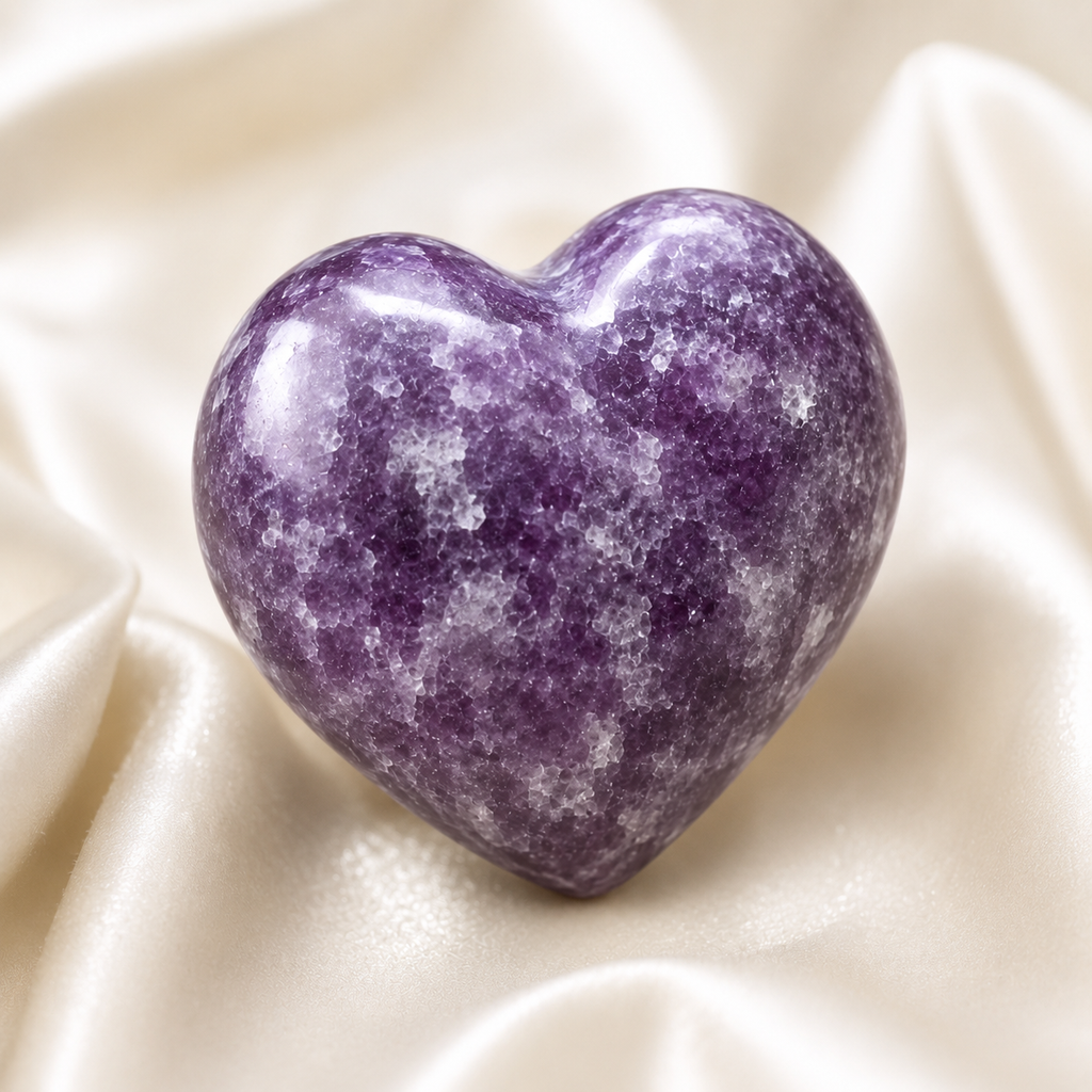 Polished Lepidolite Heart Crystal, Puffy Mini 2 Inch Pocket Crystal Heart | Hearts | Wiccan Center
