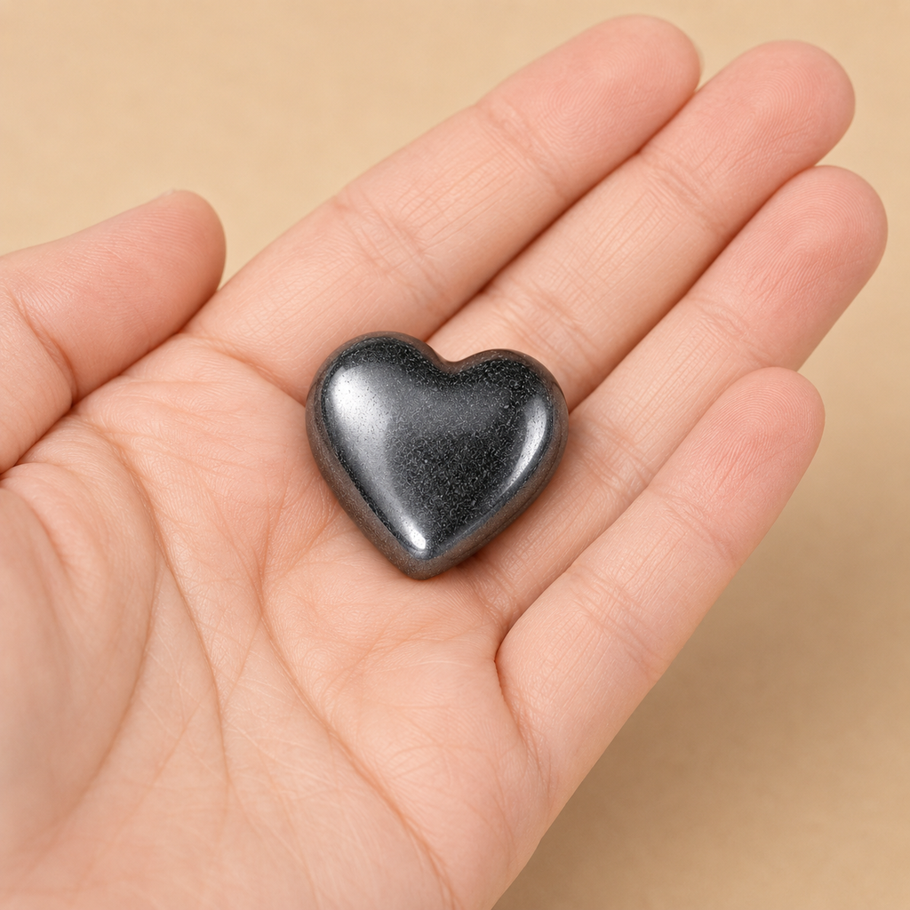Hematite Heart Crystal, Puffy Mini 1 Inch Pocket Crystal Heart | Hearts | Wiccan Center