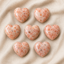 Polished Sunstone Heart Crystal, Puffy Mini 2 Inch Pocket Crystal Heart | Hearts | Wiccan Center