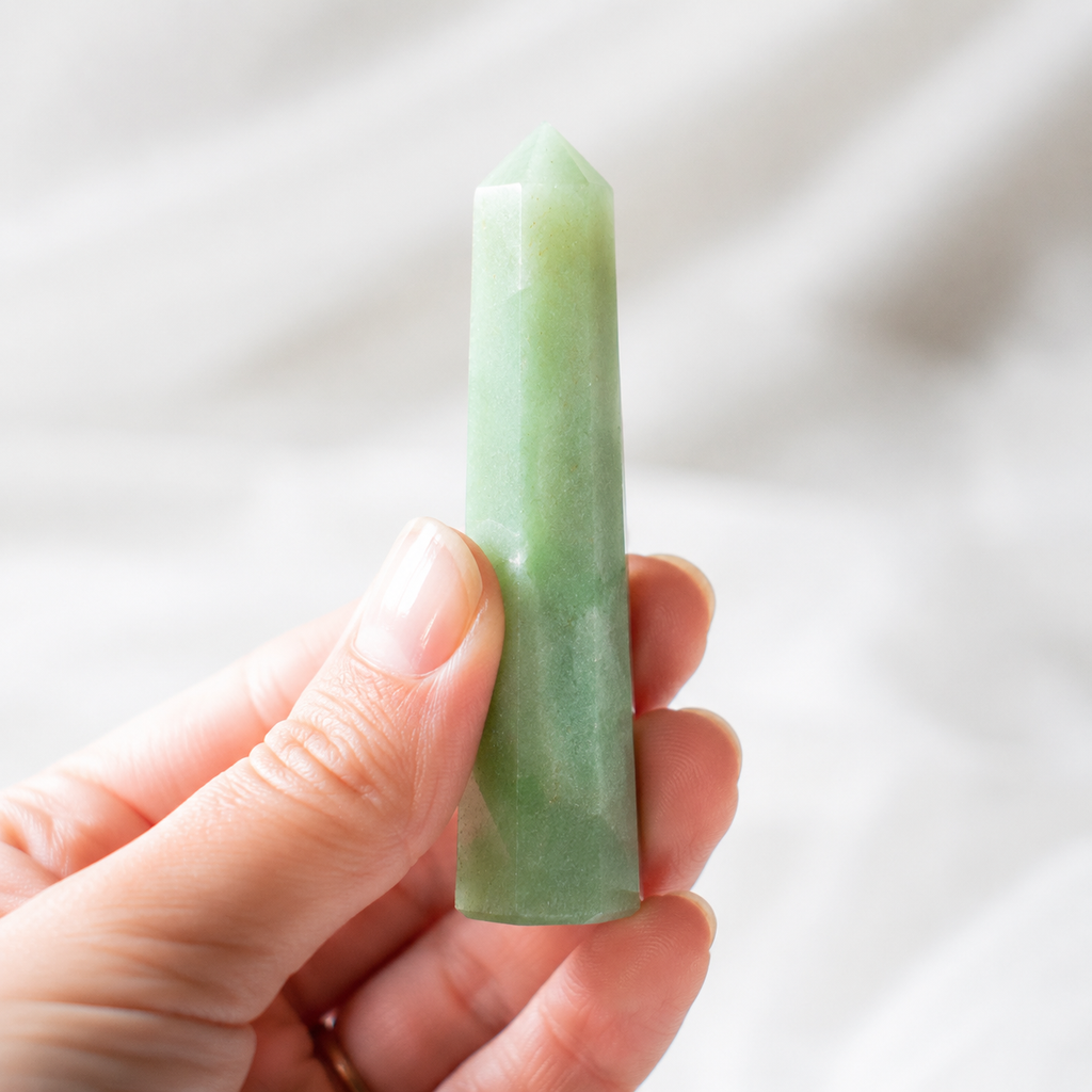 Green Aventurine Tower Point (Leadership and Good Fortune) | Obelisks & Pencils | Wiccan Center