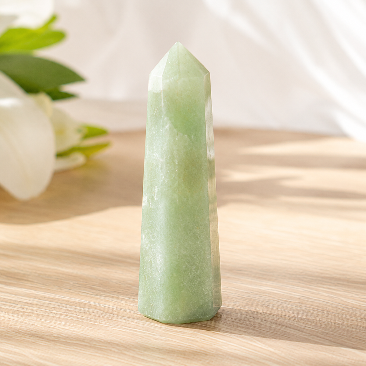Green Aventurine Tower Point (Leadership and Good Fortune) | Obelisks & Pencils | Wiccan Center