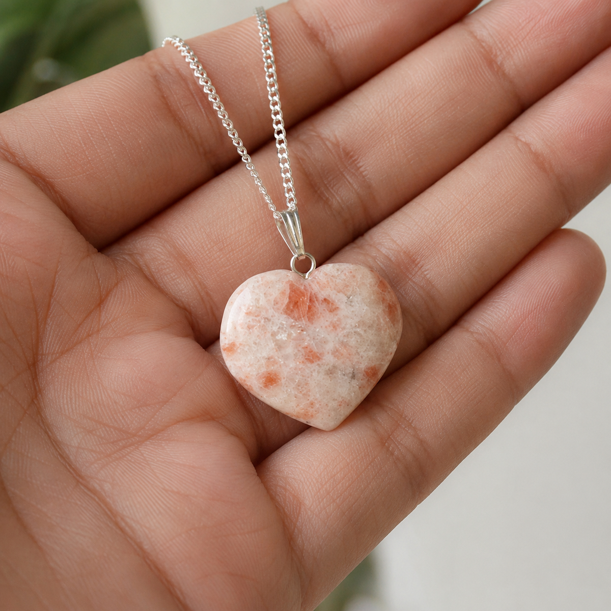 Real Sunstone Crystal Heart Pendant, Genuine Heart Shaped Necklaces | | Wiccan Center