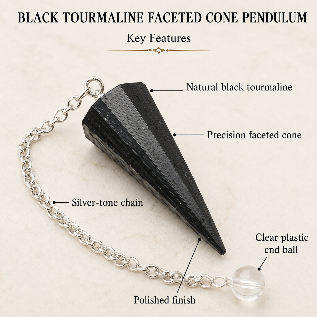 Black Tourmaline Pendulum (Resolution and Cleansing)