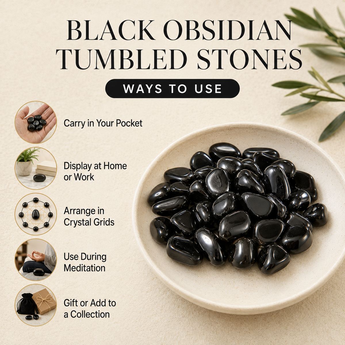 Black Obsidian Tumbled Crystals (Grounding and Transformation)