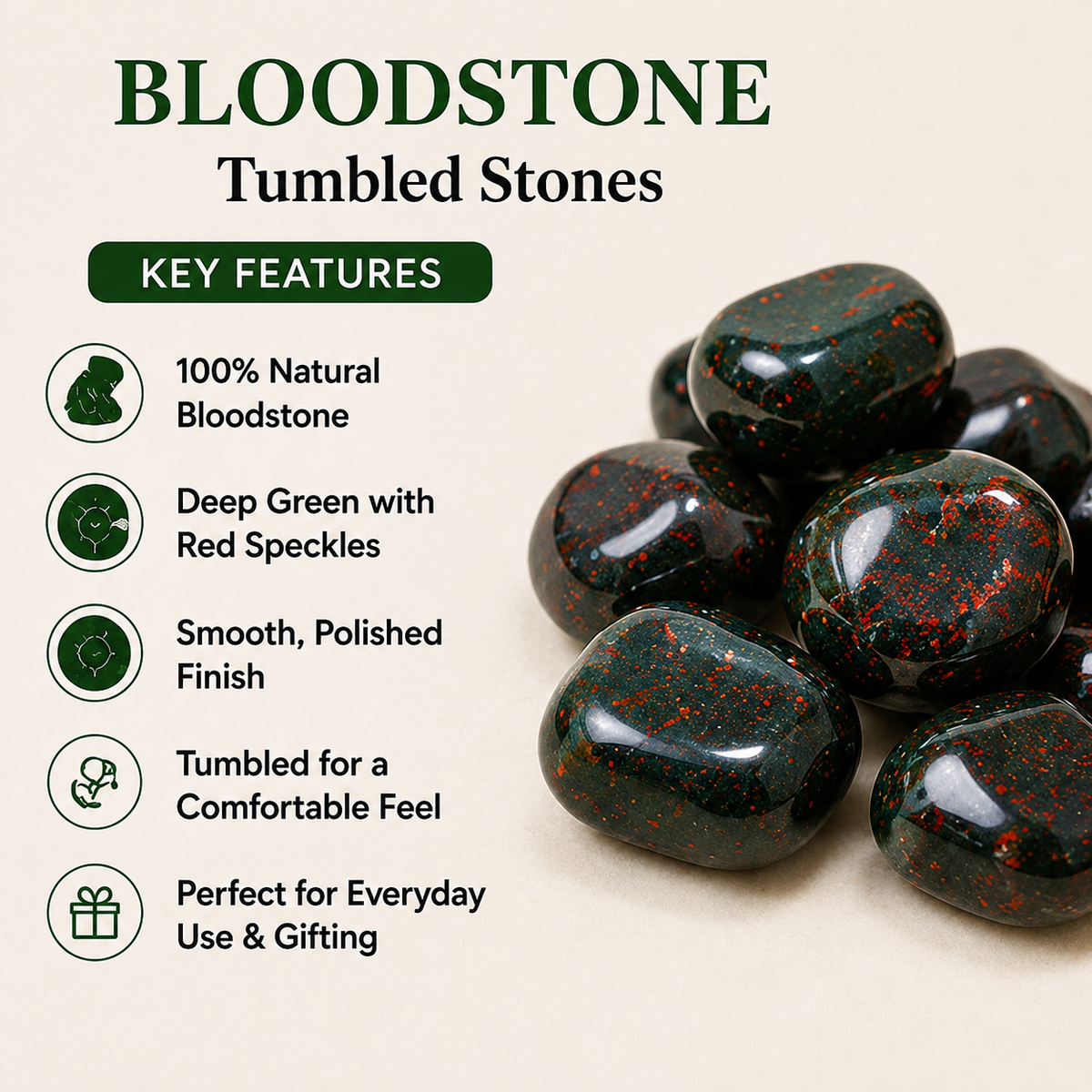 Bloodstone tumbled Crystals (Altruism and Cleansing)