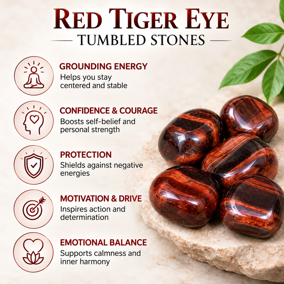 Red Tiger Eye Tumbled Crystals (Self Discovery and Self-Discipline)