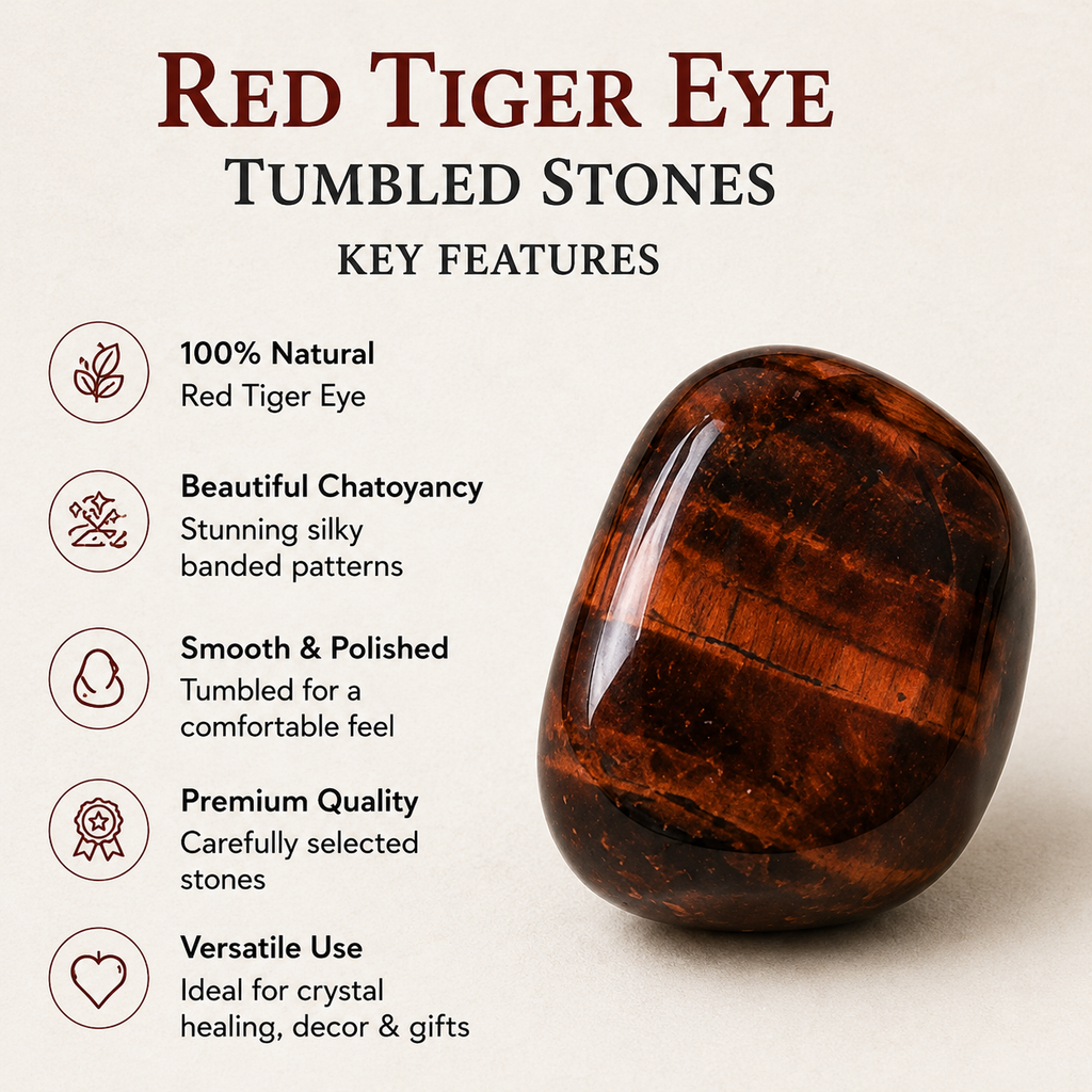Red Tiger Eye Tumbled Crystals (Self Discovery and Self-Discipline)