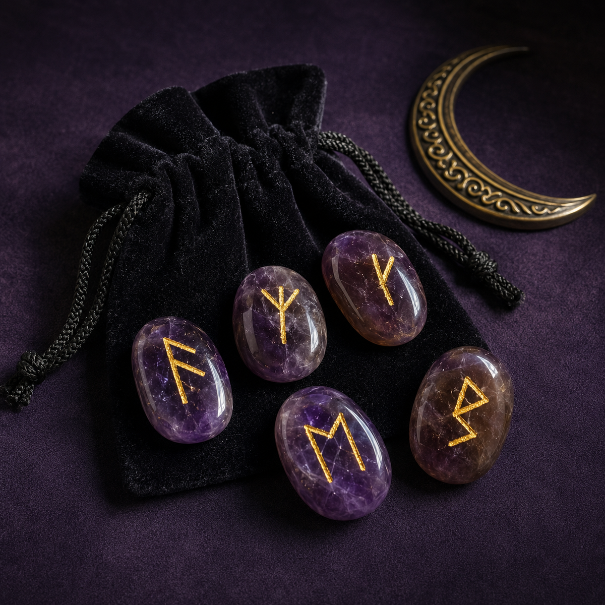 Amethyst Rune Set(Protection and Anxiety Relief)