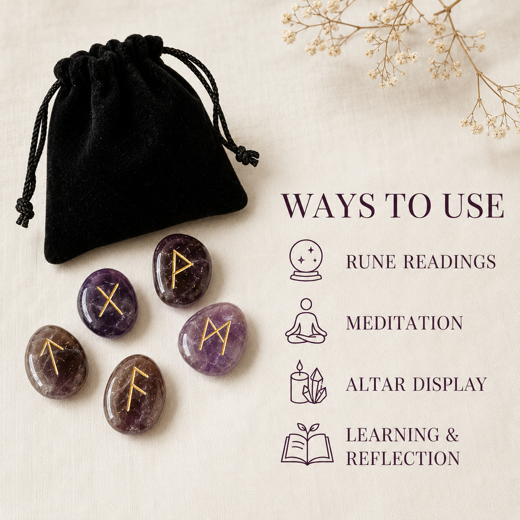 Amethyst Rune Set(Protection and Anxiety Relief)