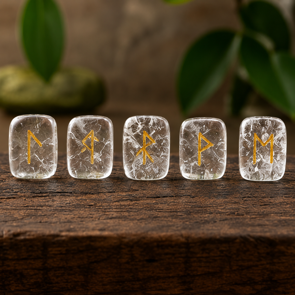 Crystal Quartz Rune Set  (Dispelling Negative Energy and Dreams)