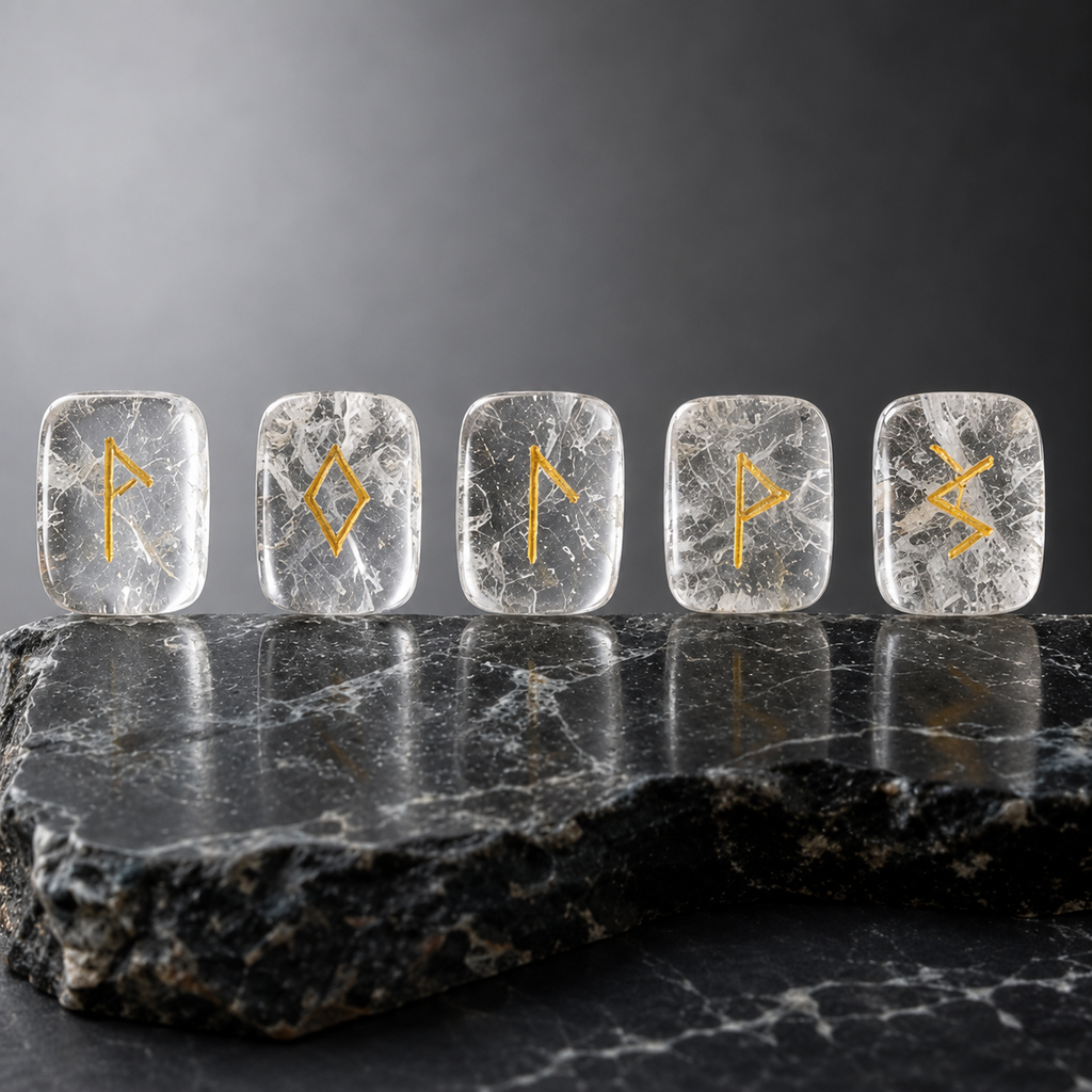 Crystal Quartz Rune Set  (Dispelling Negative Energy and Dreams)