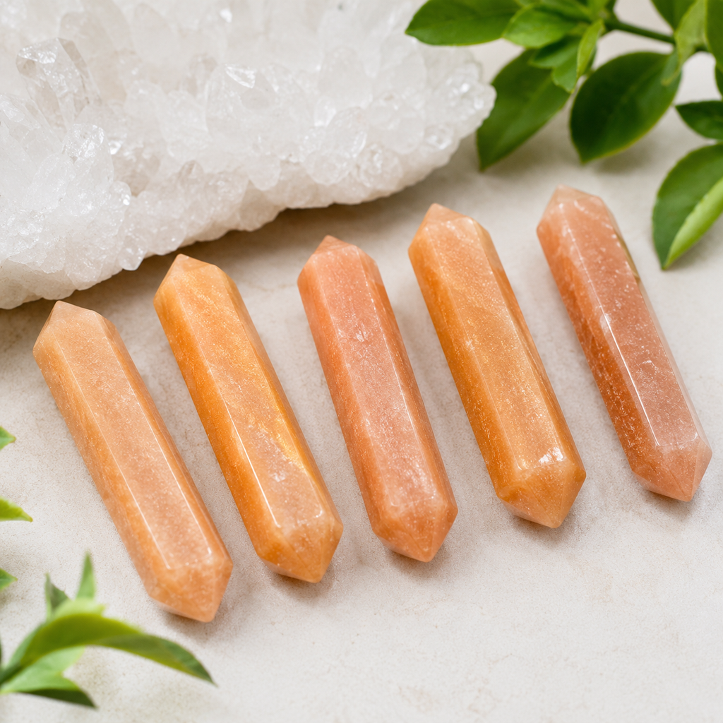 Orange Aventurine Double Terminated Point Pencil, Orange Aventurine Point | Obelisks & Pencils | Wiccan Center