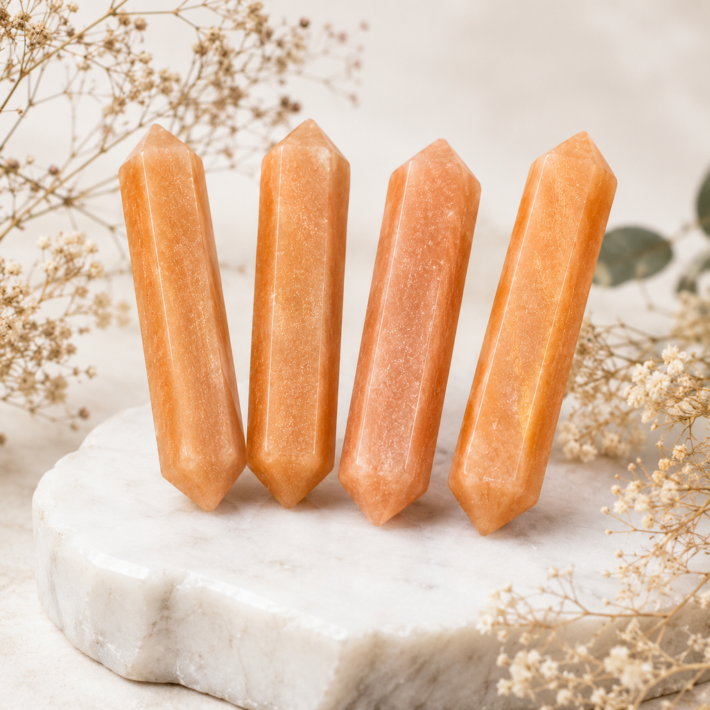 Orange Aventurine Double Terminated Point Pencil, Orange Aventurine Point | Obelisks & Pencils | Wiccan Center