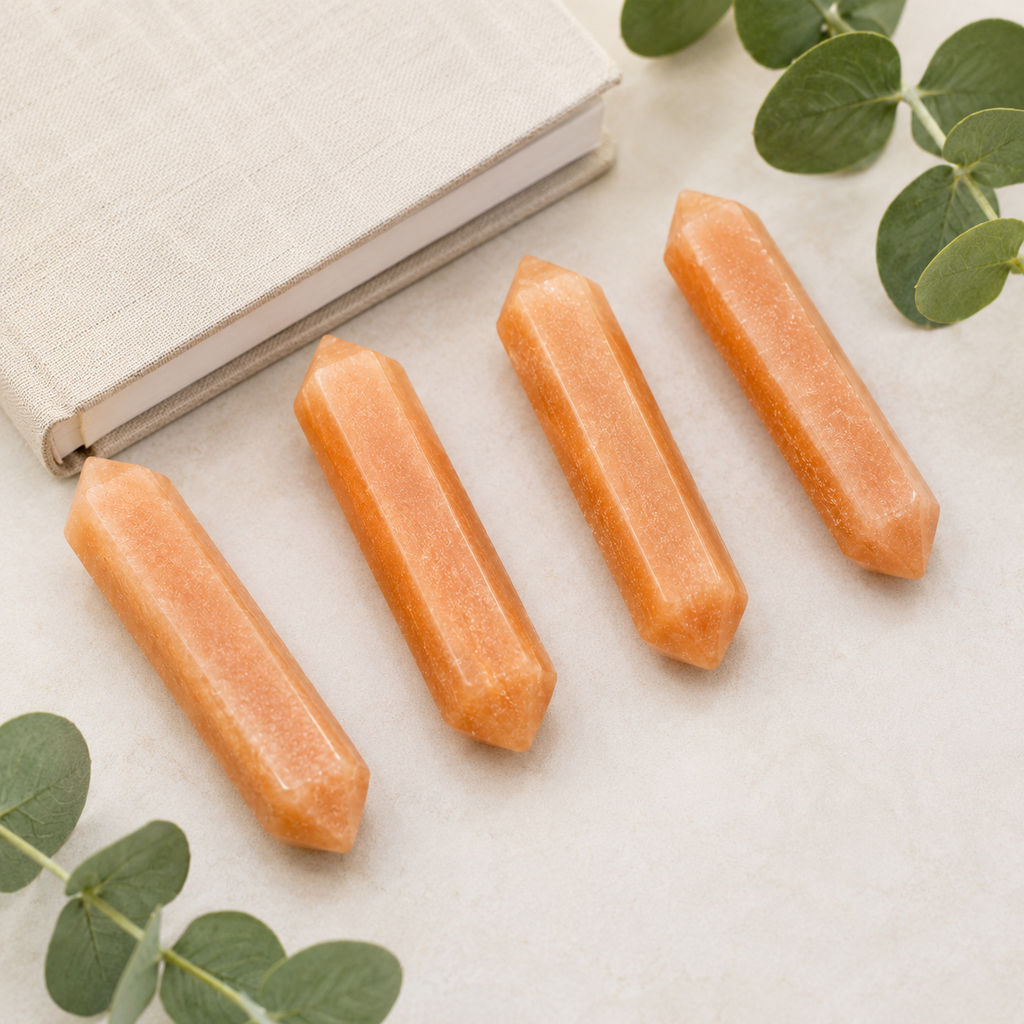 Orange Aventurine Double Terminated Point Pencil, Orange Aventurine Point | Obelisks & Pencils | Wiccan Center