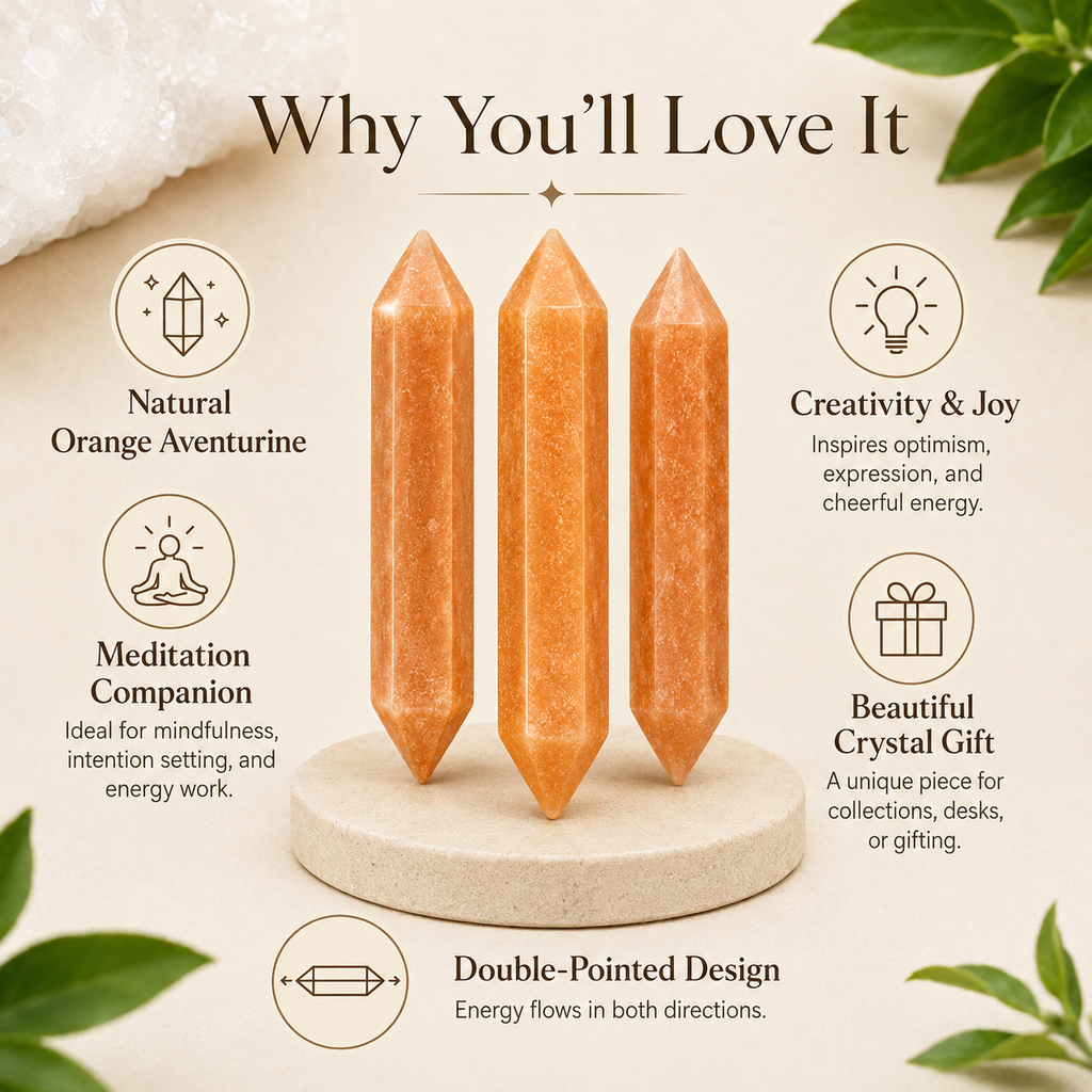 Orange Aventurine Double Terminated Point Pencil, Orange Aventurine Point | Obelisks & Pencils | Wiccan Center