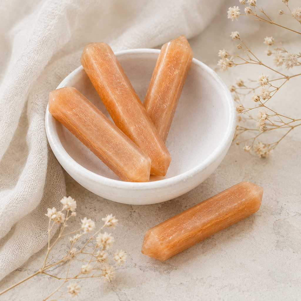 Orange Aventurine Double Terminated Point Pencil, Orange Aventurine Point | Obelisks & Pencils | Wiccan Center