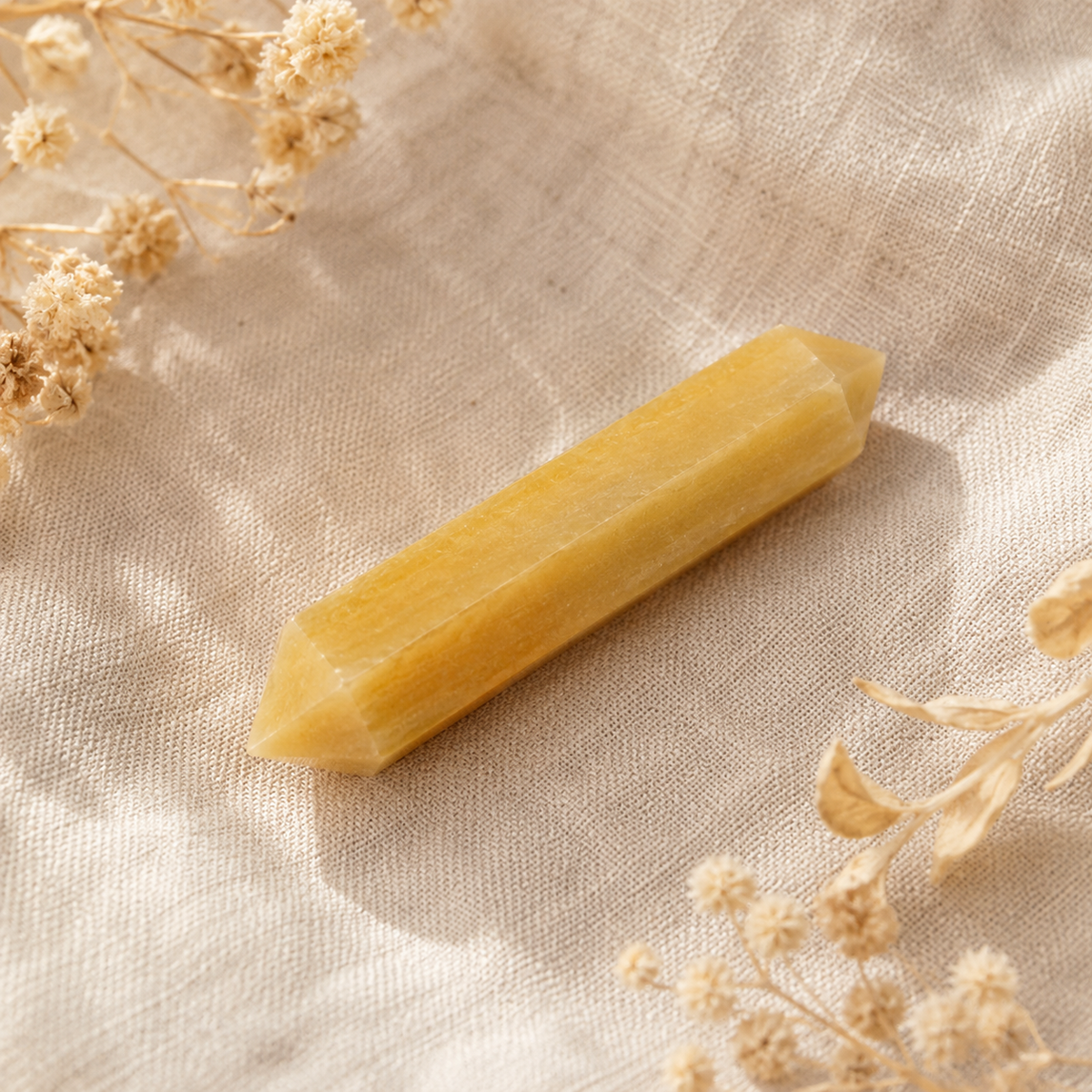 Yellow Aventurine Double Terminated Point Pencil, Yellow Aventurine Point | Obelisks & Pencils | Wiccan Center