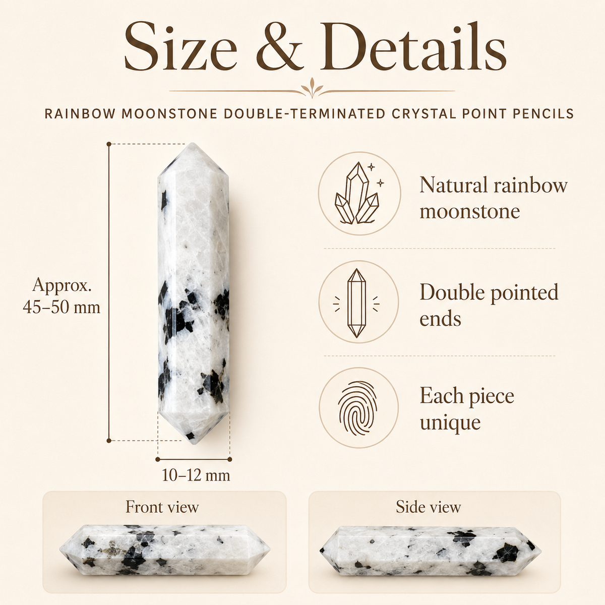 Rainbow Moonstone Point Pencils (Creativity and Compassion) | Obelisks & Pencils | Wiccan Center