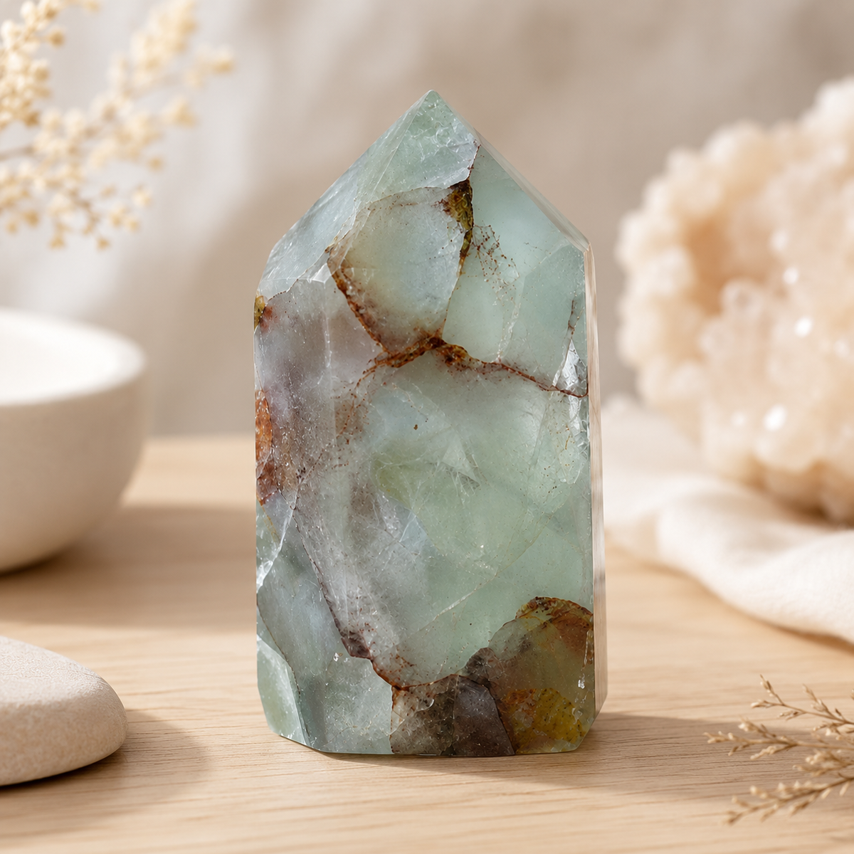 Polished Green Fluorite Points (Focus and Manifestation)