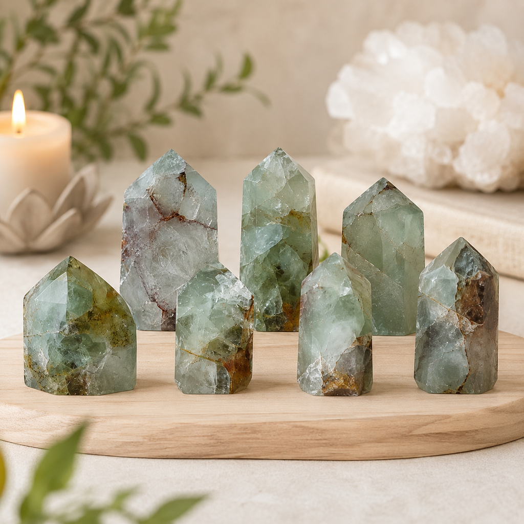 Polished Green Fluorite Points (Focus and Manifestation)