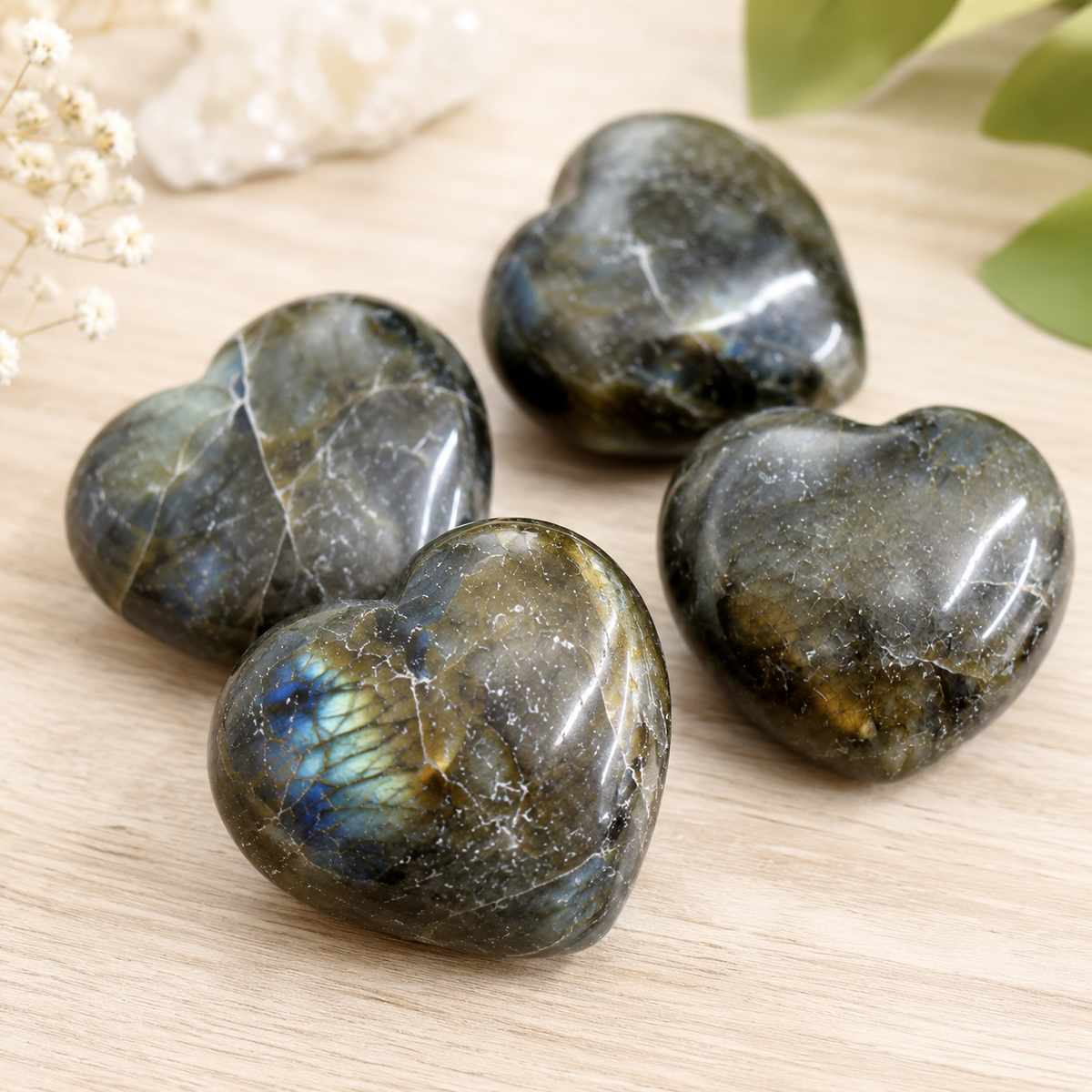 Polished Labradorite Heart Crystal, Puffy Mini 2 Inch Pocket Crystal Heart | Hearts | Wiccan Center