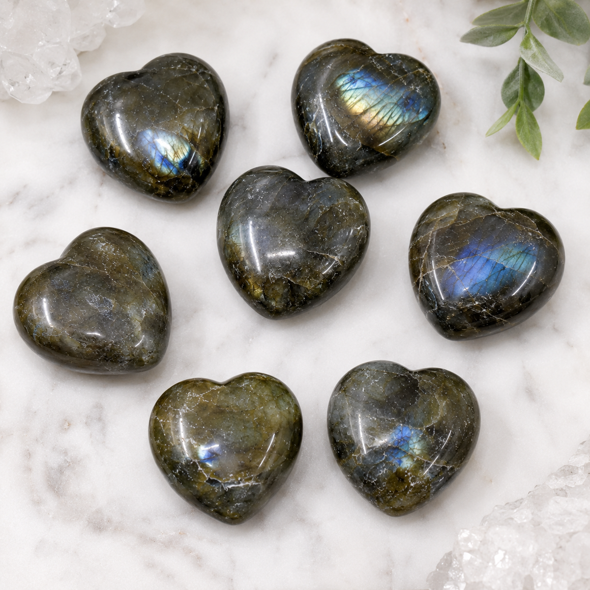 Polished Labradorite Heart Crystal, Puffy Mini 2 Inch Pocket Crystal Heart | Hearts | Wiccan Center
