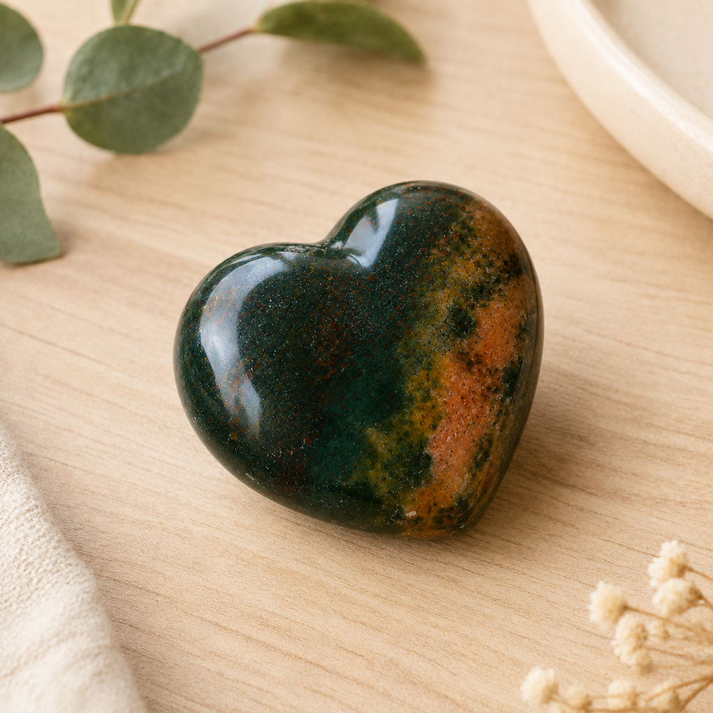 Bloodstone Heart Crystal, Puffy Mini 1 Inch Pocket Crystal Heart | Hearts | Wiccan Center