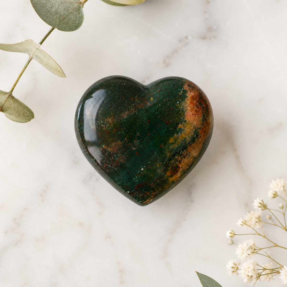 Bloodstone Heart Crystal, Puffy Mini 1 Inch Pocket Crystal Heart | Hearts | Wiccan Center