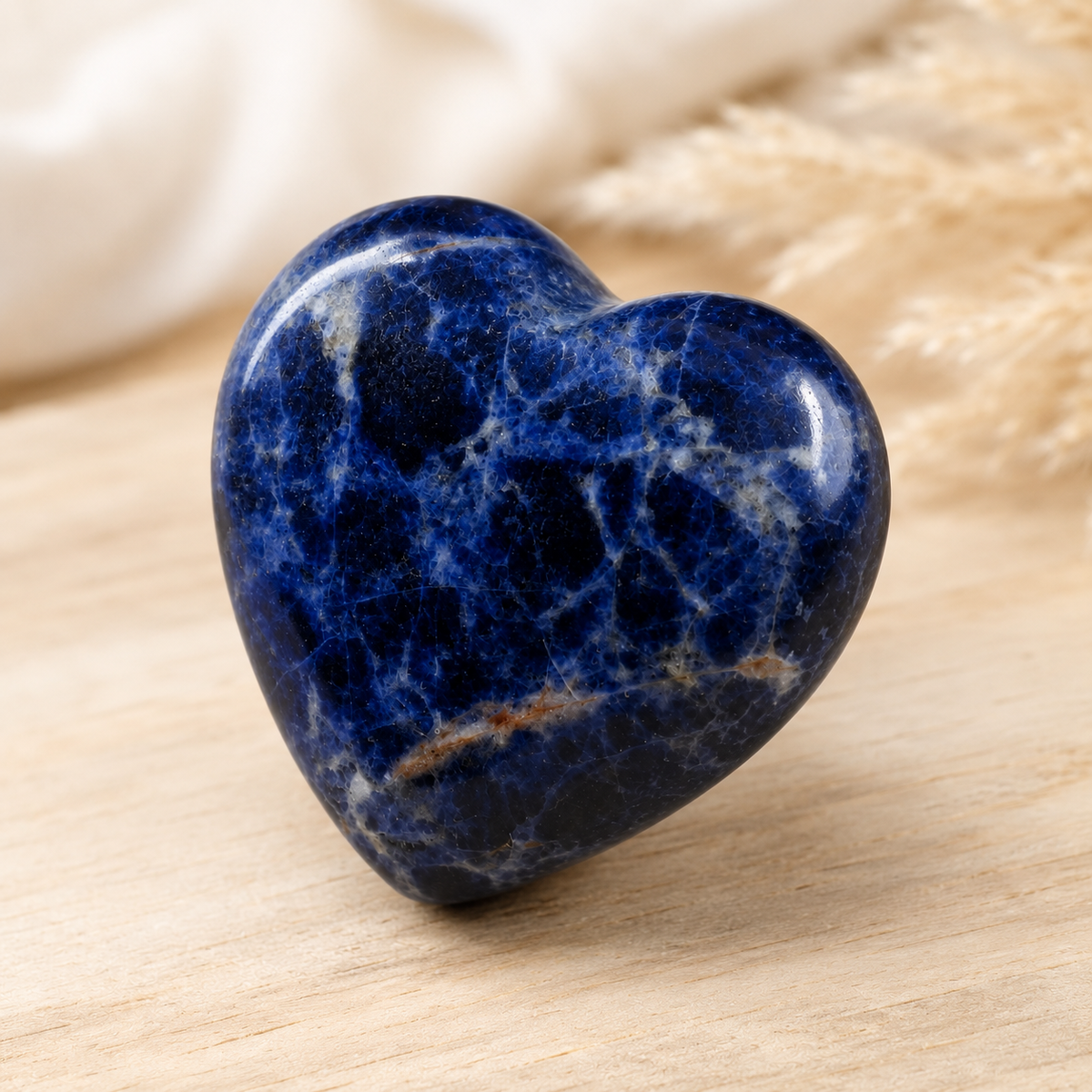 Polished Sodalite Heart Crystal, Puffy Mini 2 Inch Pocket Crystal Heart | Hearts | Wiccan Center