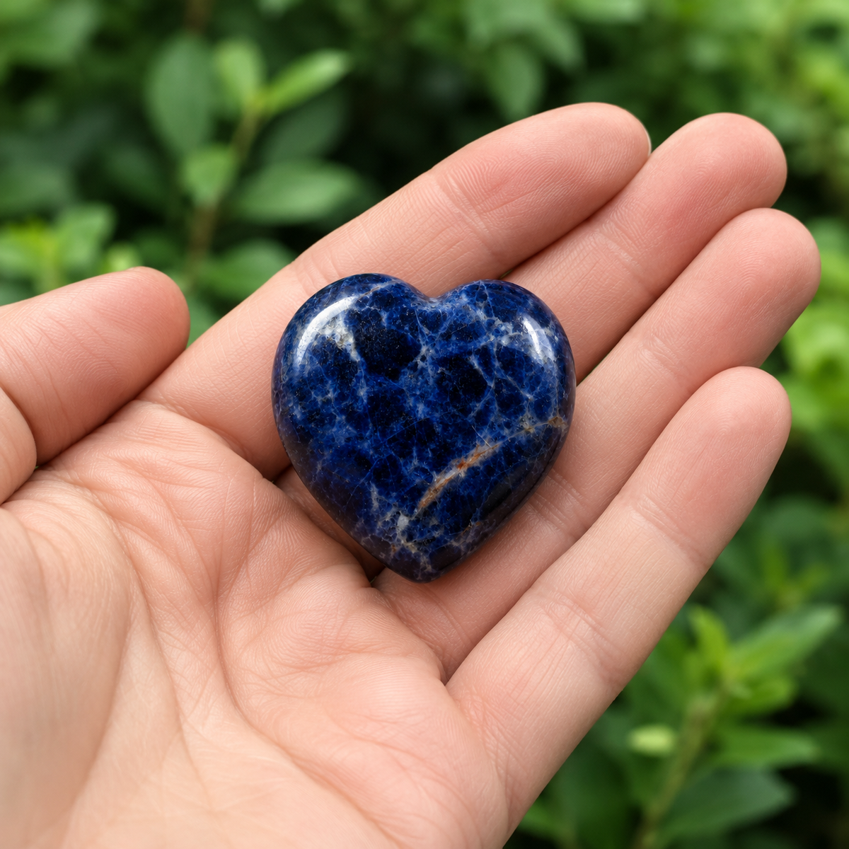 Polished Sodalite Heart Crystal, Puffy Mini 2 Inch Pocket Crystal Heart | Hearts | Wiccan Center