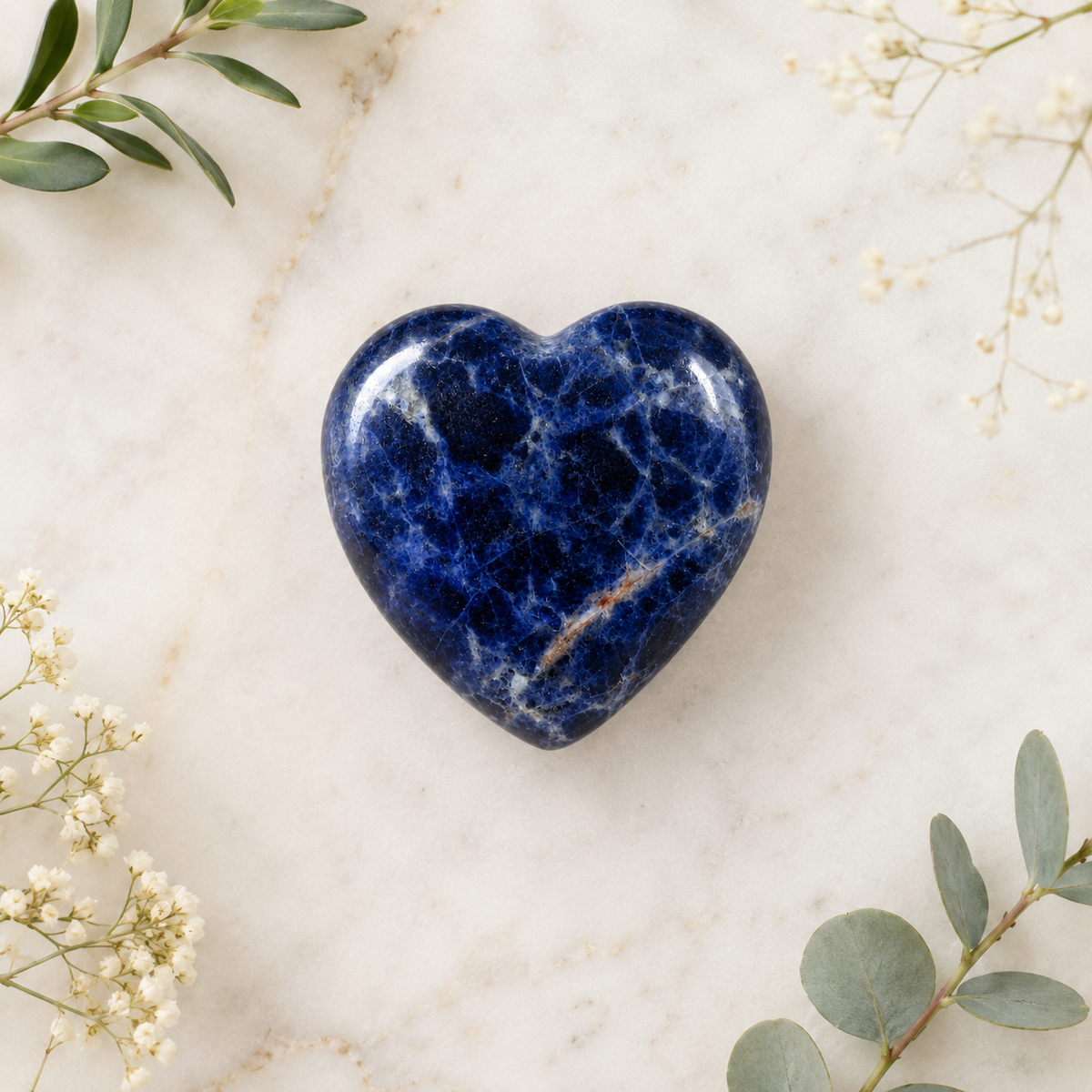 Polished Sodalite Heart Crystal, Puffy Mini 2 Inch Pocket Crystal Heart | Hearts | Wiccan Center