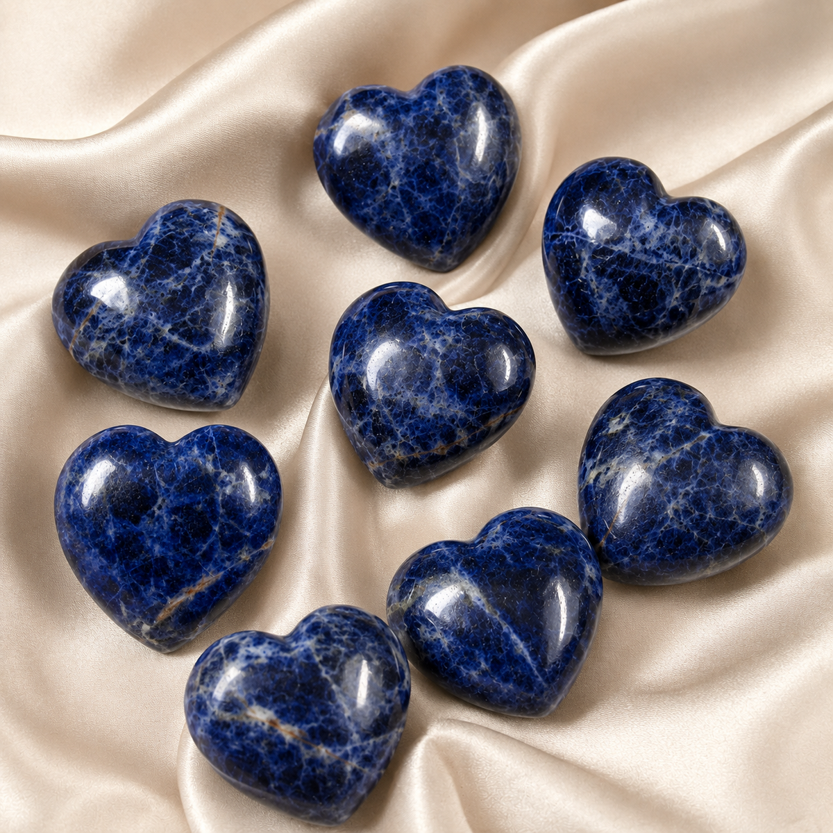 Polished Sodalite Heart Crystal, Puffy Mini 2 Inch Pocket Crystal Heart | Hearts | Wiccan Center