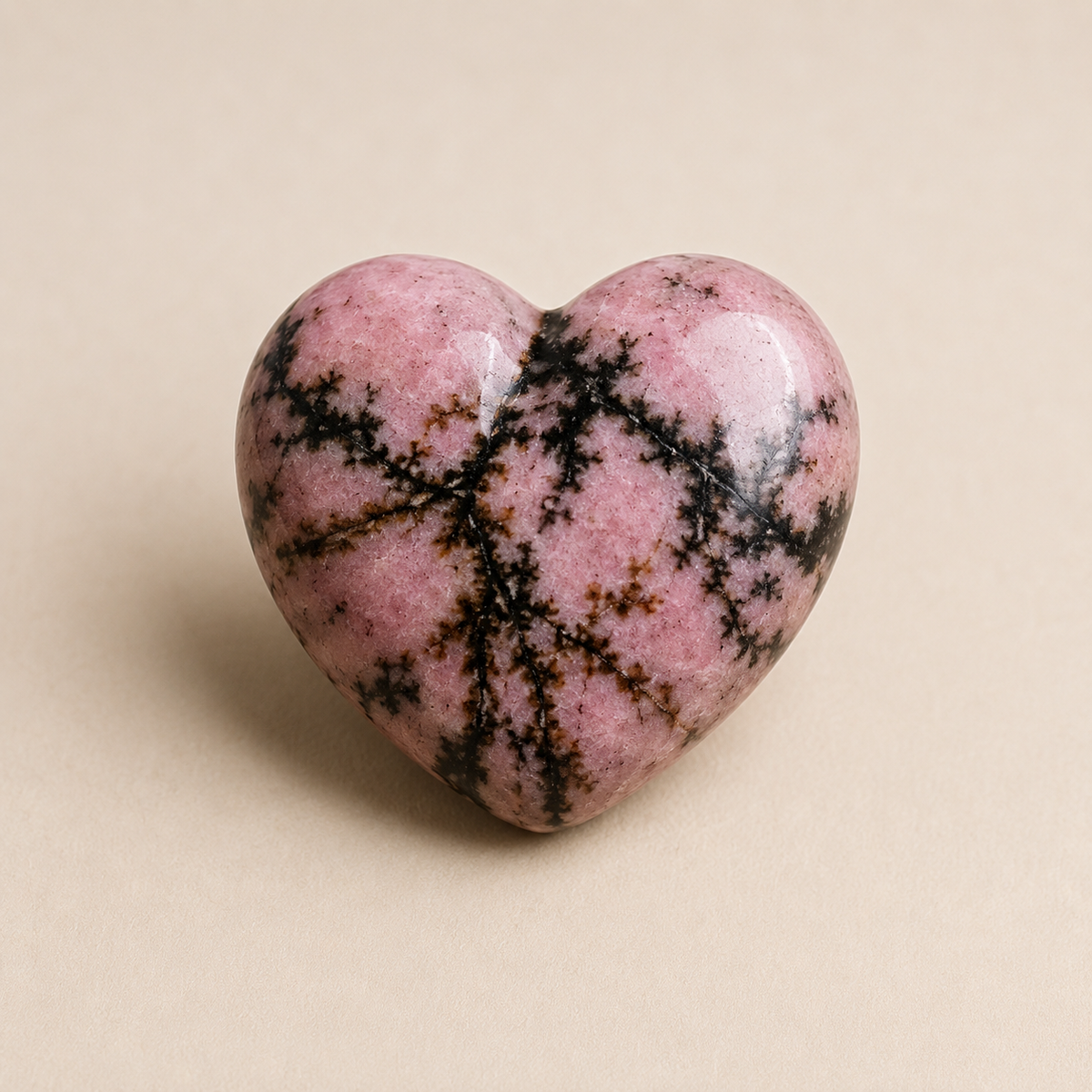Polished Rhodonite Heart Crystal, 2 Inch Pocket Heart Large Puffy Crystal Heart | Hearts | Wiccan Center