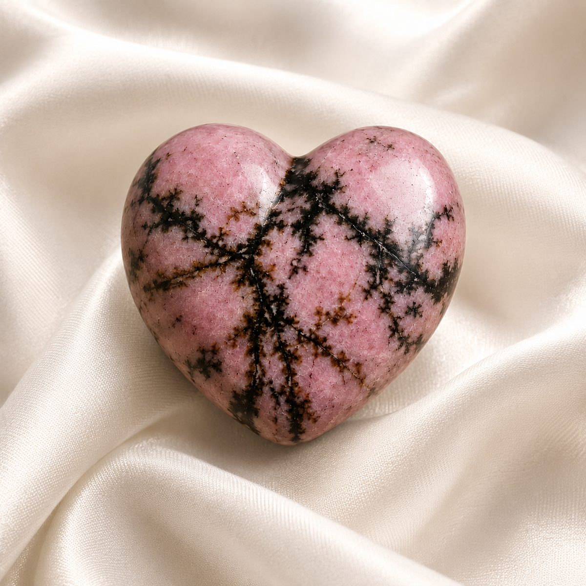 Polished Rhodonite Heart Crystal, 2 Inch Pocket Heart Large Puffy Crystal Heart | Hearts | Wiccan Center