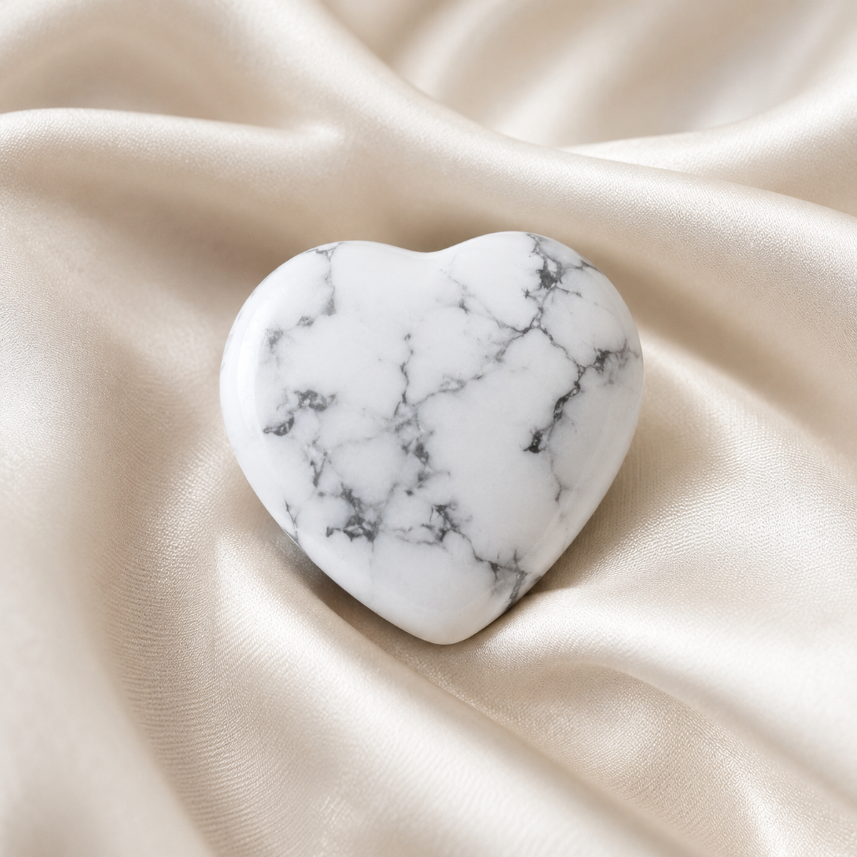 Howlite Heart Crystal, Puffy Mini 1 Inch Pocket Crystal Heart | Hearts | Wiccan Center