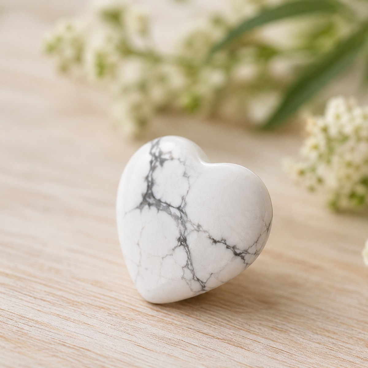 Howlite Heart Crystal, Puffy Mini 1 Inch Pocket Crystal Heart | Hearts | Wiccan Center
